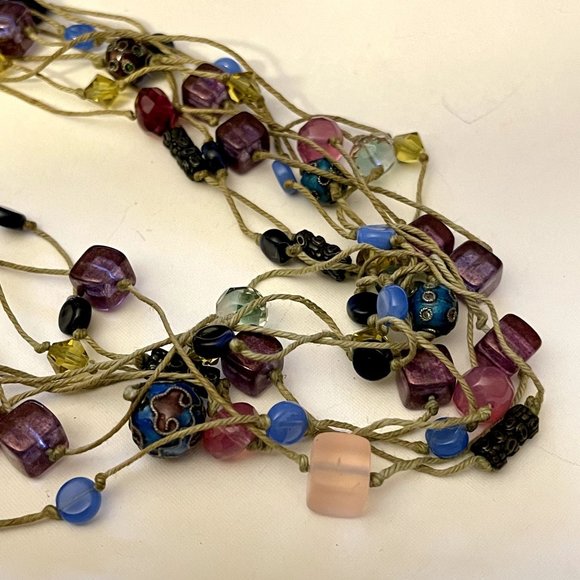 Boho Colorful Multi-Strand Beaded Artisan Choker - Picture 3 of 5